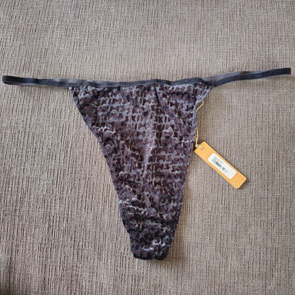 NWT Skims Women’s Velvet Logo T-String in Soot Thong Size 2X